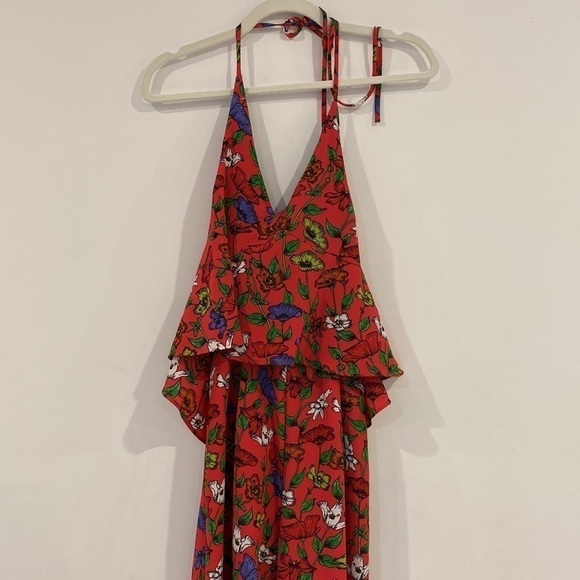 ZARA Collection jumpsuit tied around neck floral print bright colors Size S - Picture 7 of 16